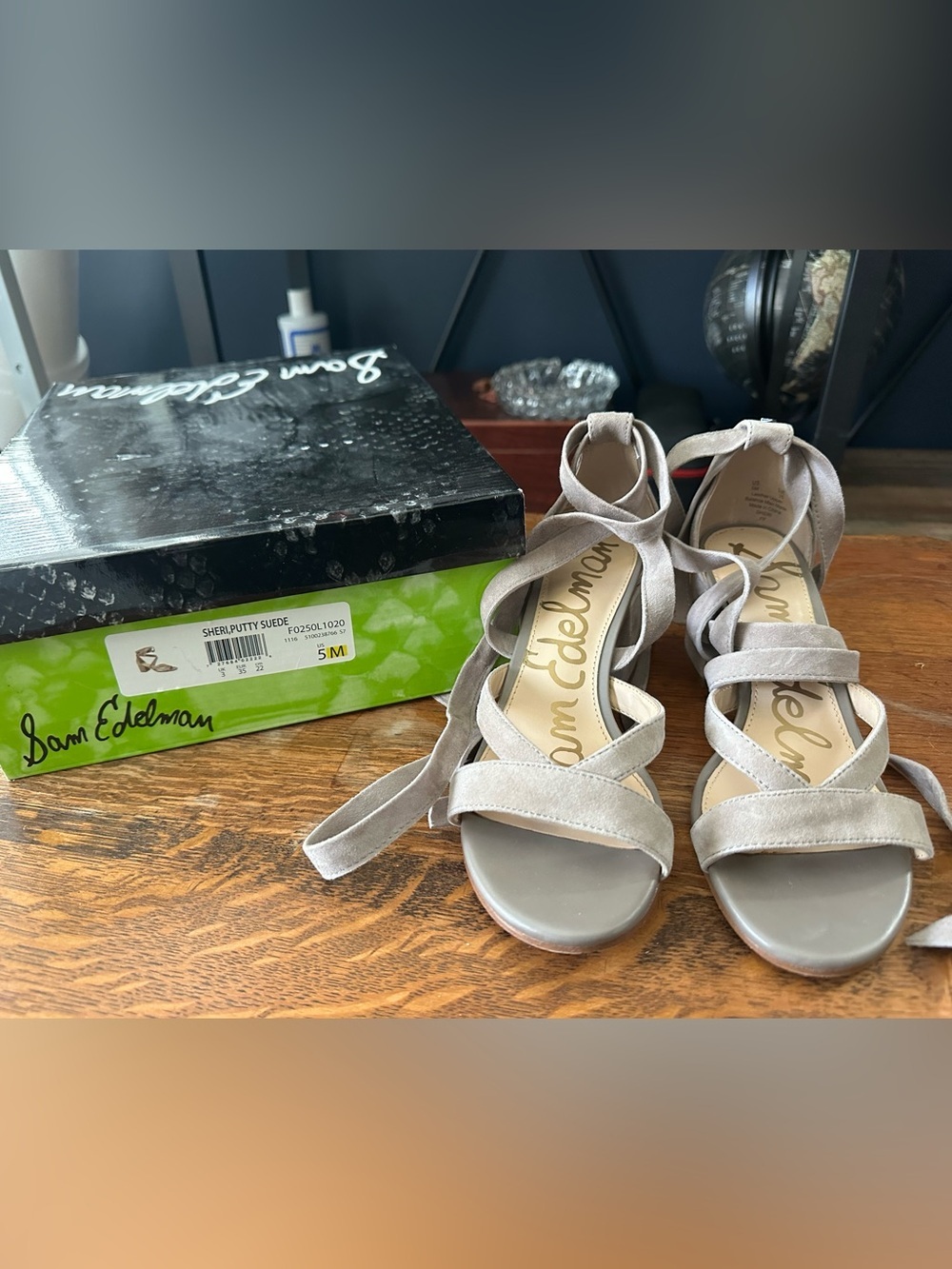Sam Edelman Putty Suede Lace-Up Heeled Sandals